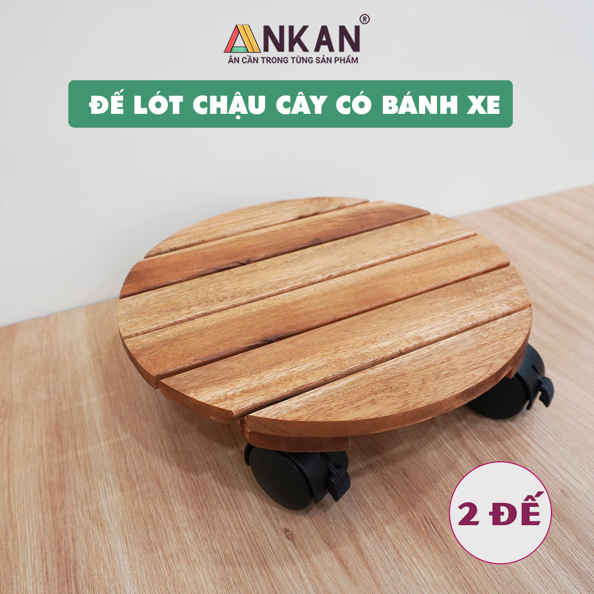 Combo 2 Đế Lót Chậu Cây Có Bánh Xe - Thích Hợp Trang Trí Cây Xanh Trong Nhà Và Tiện Lợi Quét Dọn Khi Cần Di Chuyển - Màu Vàng - 30cm