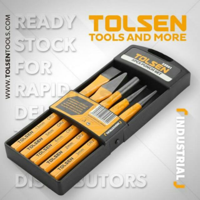 25091 bộ đục dùi 5 cây công nghiệp tolsen