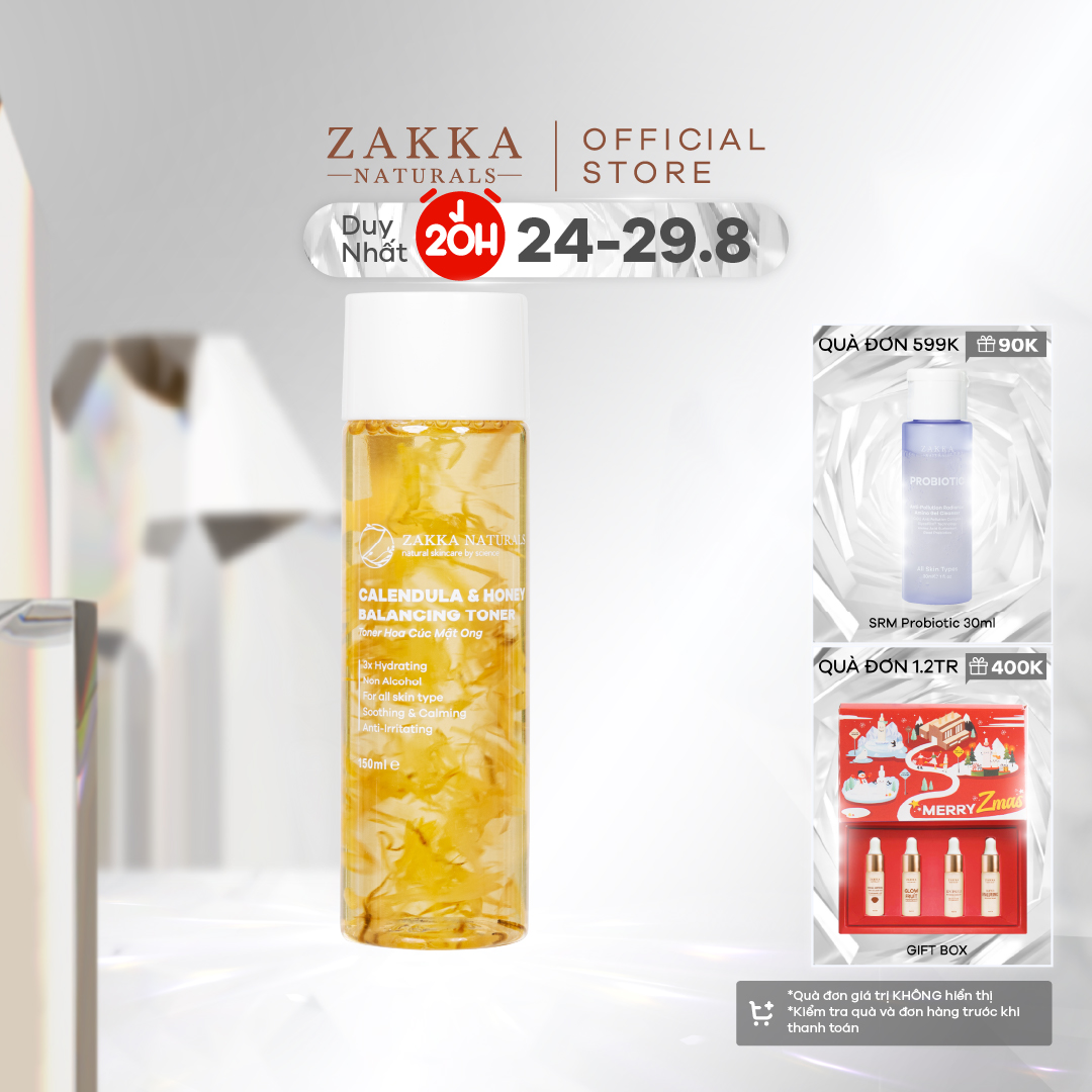 Toner (Nước Cân Bằng) Hoa Cúc Zakka Naturals Calendula & Honey Balancing Toner 150ml