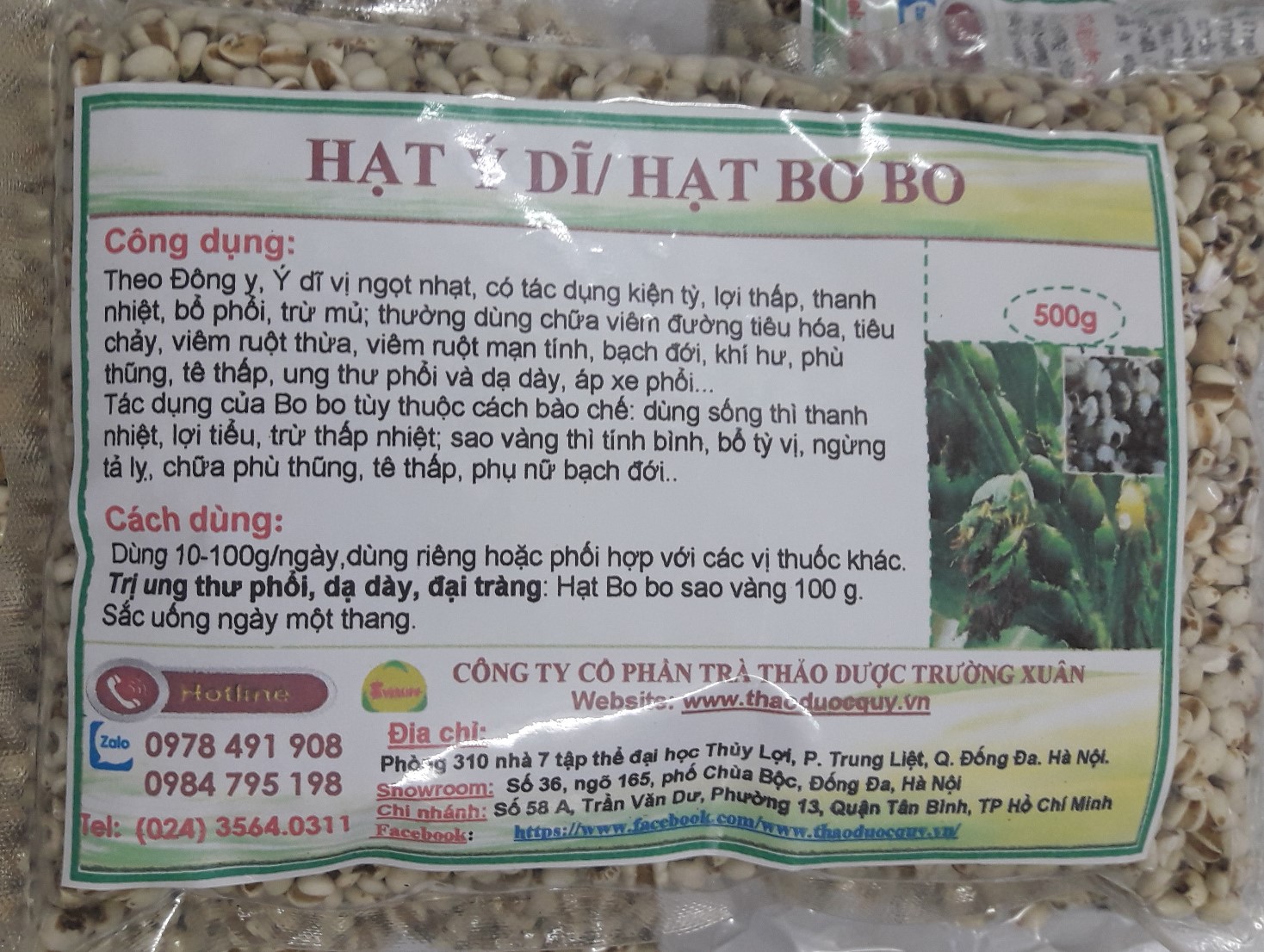 HẠT Ý DĨ/ HẠT BO BO