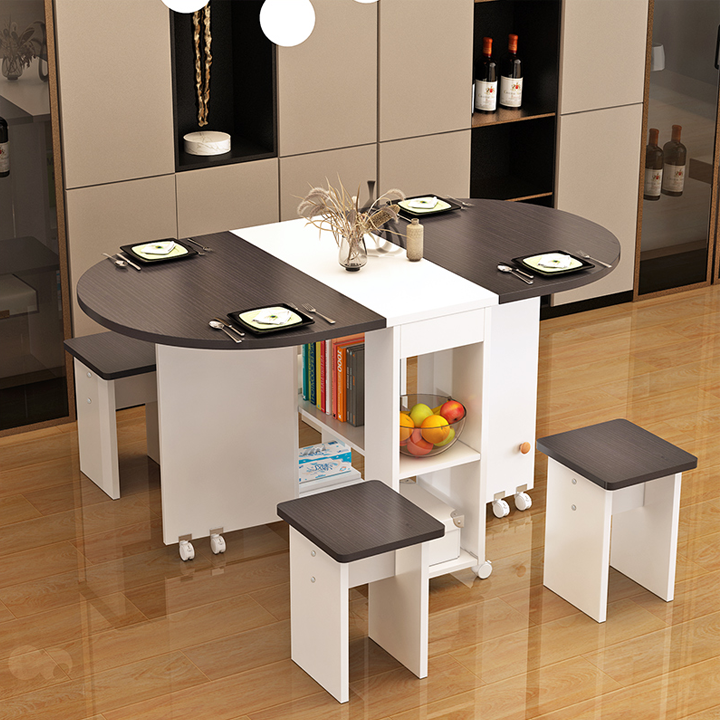 Bộ Bàn Ăn Gấp Gọn Kèm 4 Ghế Nhỏ Gọn Hiện Đại - Bàn Ăn Thông Minh Cao Cấp Tiết Kiệm Không Gian