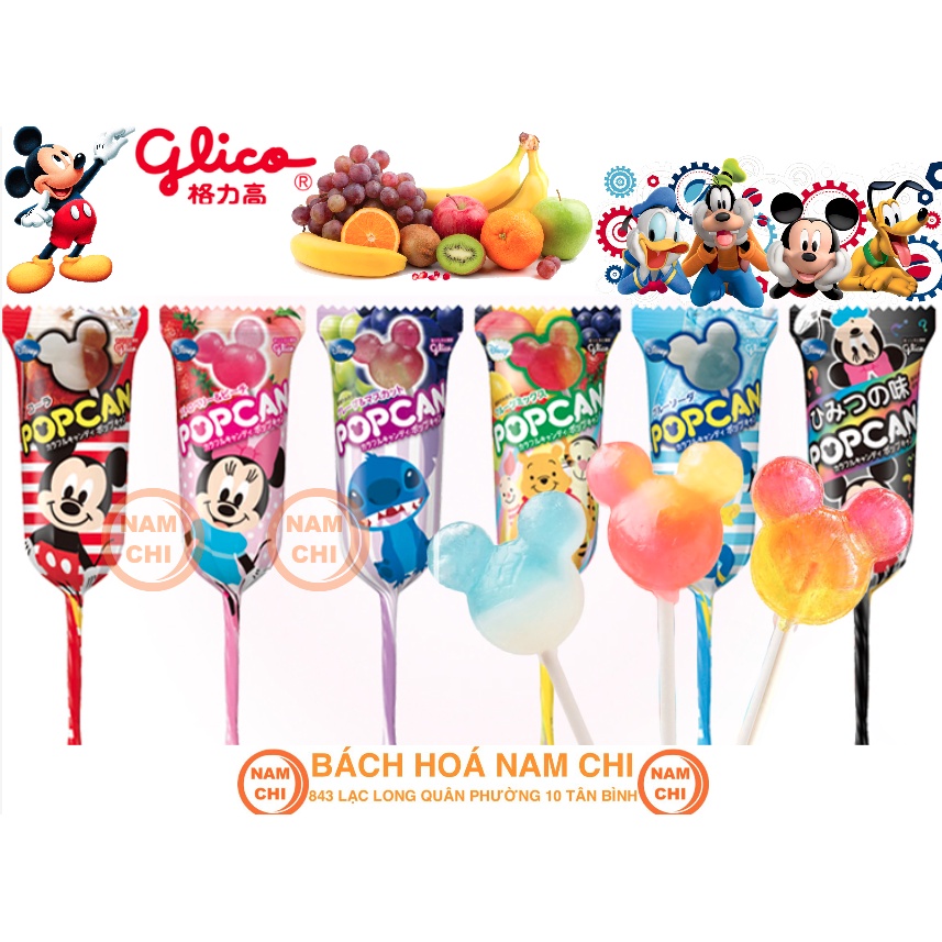 LẺ KẸO MICKEY Kẹo Mút Trái Cây Glico PopCan Hình Chuột Mickey Disney - Nhật Bản