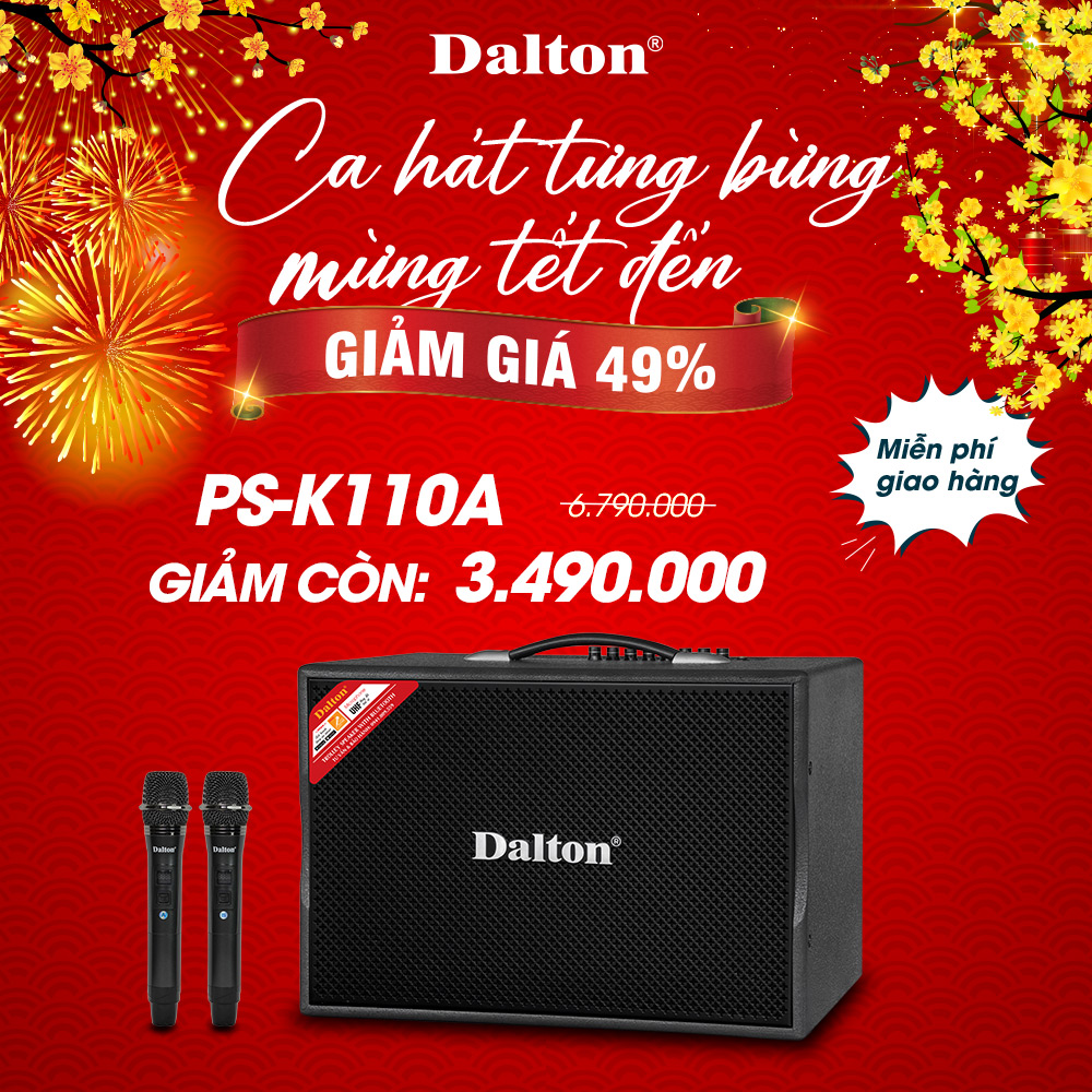 Loa karaoke xách tay Dalton PS-K110A công suất 280W, bass đường kính 2.5 tấc ( 25 cm ) củ từ lớn, loa treble 10 inchs - Sản phẩm sản xuất tại Việt Nam [ Bảo hành 12 tháng ]