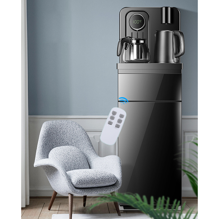 Cây nước nóng âm bình hiển thị nhiệt độ kèm ấm siêu tốc và ấm trà, điều khiển từ xa