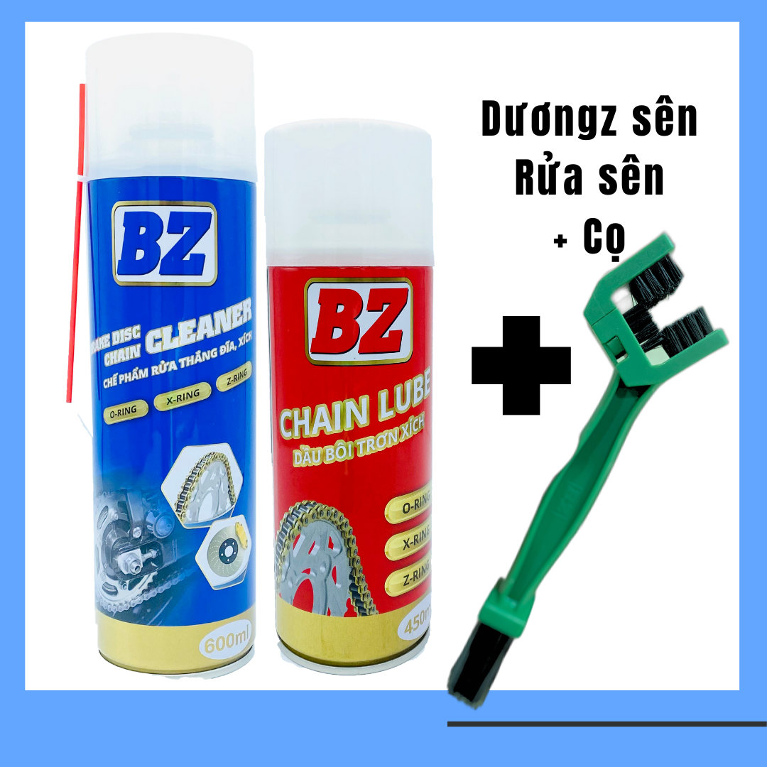 Bộ bz xịt rửa sên , dưỡng sên và bàn chải kèm vệ sinh sên xe máy