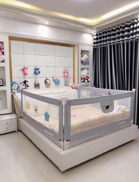 Thanh chắn giường baby smiles cao cấp màu ghi độ cao 68-90cm