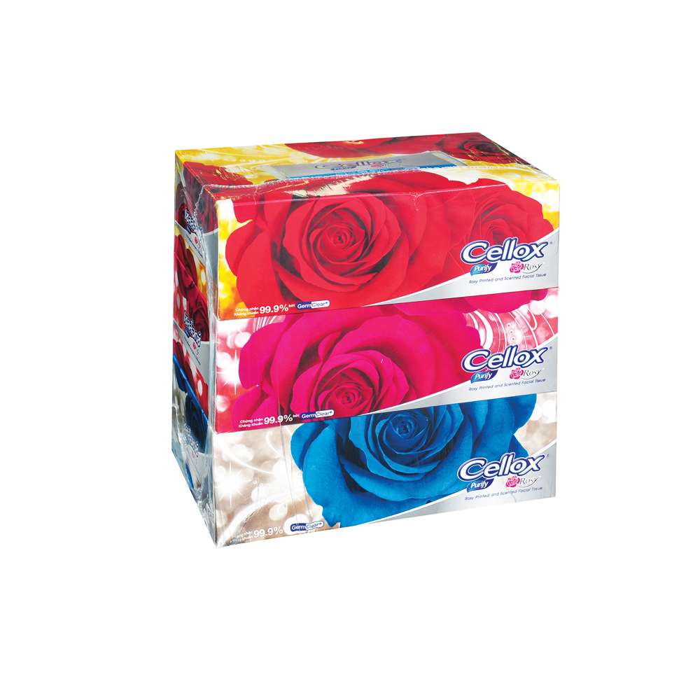 Khăn giấy thơm Cellox Rosy 2 lớp 150 tờ - Lốc 3 hộp
