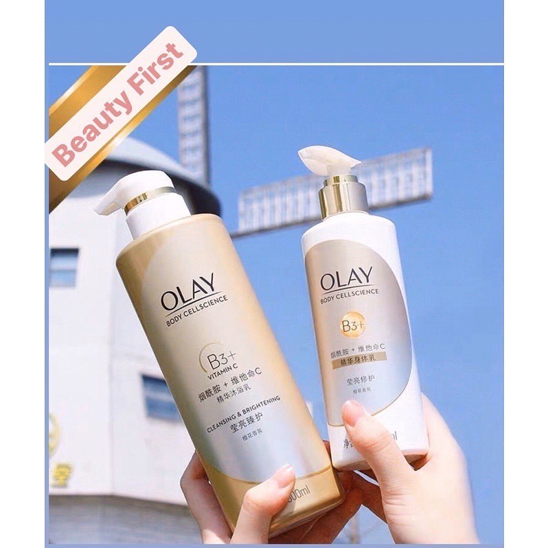 Combo Sữa tắm + dưỡng thể dưỡng trắng da Olay nội địa Trung