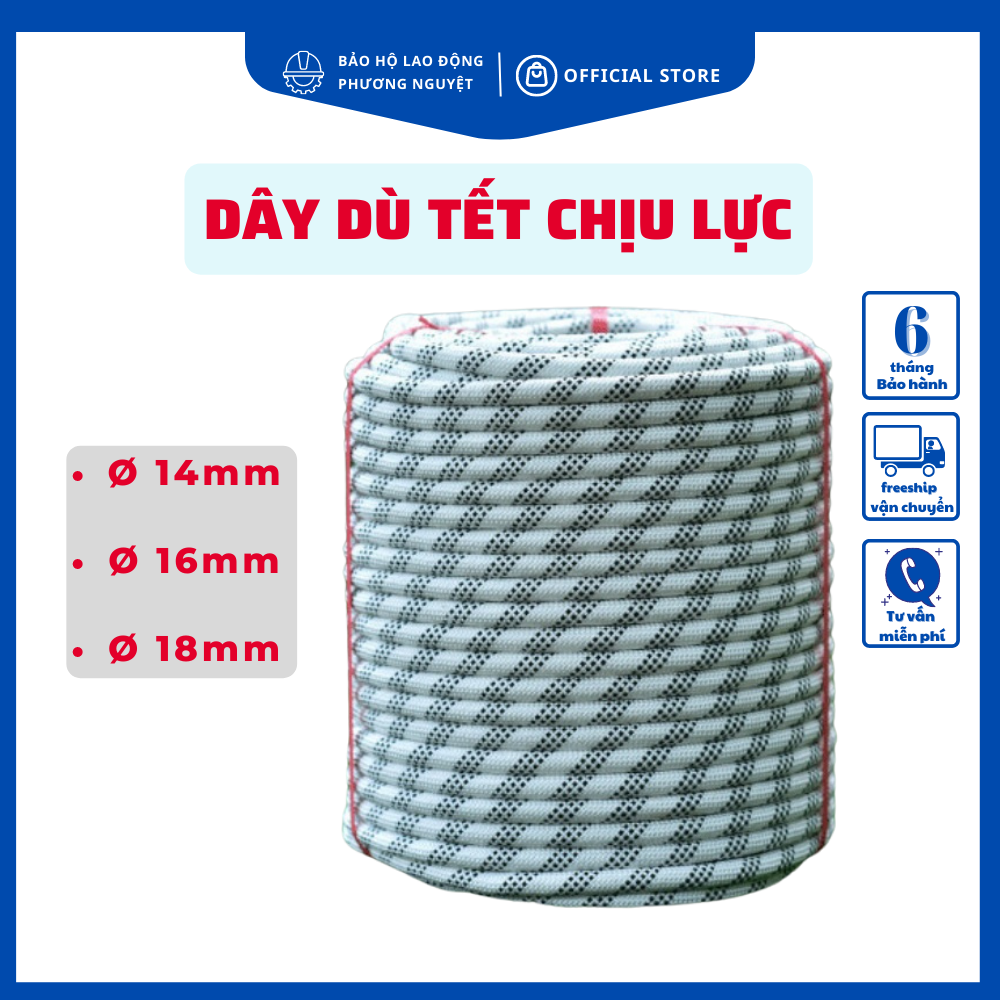 30m Dây dù tết cường lực, dây thừng chịu lực đường kính 16mm dùng cho thợ sơn thợ lau kính lực đứt lên tới 1500kg