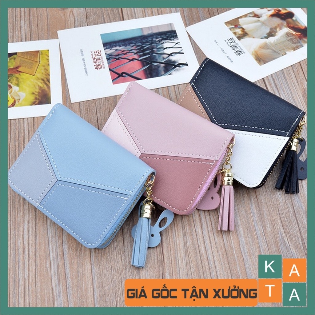 [HCM][ Ảnh Thật] - Ví Mini Nữ Cầm Tay Phối Da 3 Màu Hàn Quốc Nữ Tính Sang Trọng