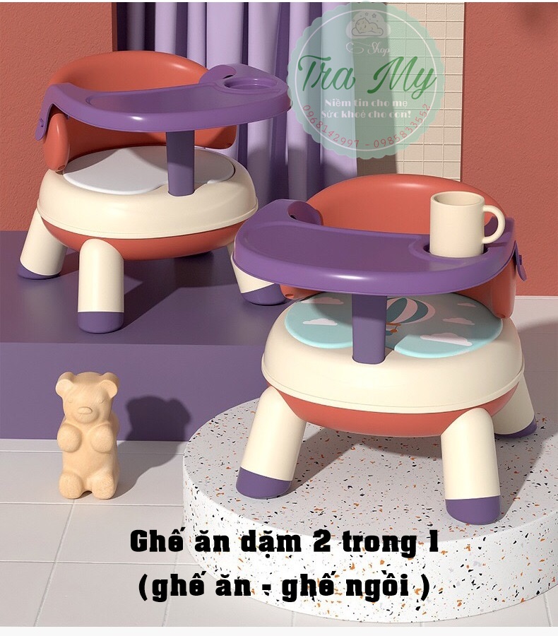Ghế ăn dặm MoBiCo cho bé gấp gọn chân thấp có tiếng, vừa làm ghế ăn dặm vừa làm ghế ngồi