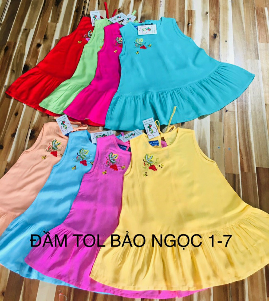 [HCM]Váy đầm Bảo Ngọc cho bé gái từ 8 đến 25 ký vải tone/tole/tôn/lanh Việt Thắng / quần áo mặc hè