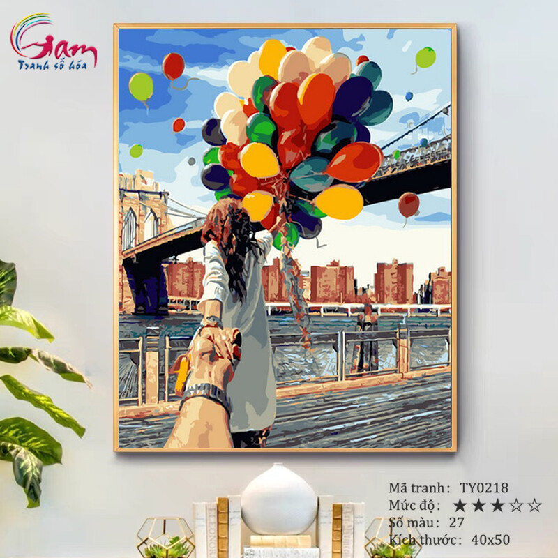 Tranh tự tô màu sơn dầu số hóa DIY Có khung về Tình yêu Con người - Mã TY0218 Đi khắp thế gian Tranh Trang trí Phòng khách sang trọng Làm quà tặng Giảm Stress