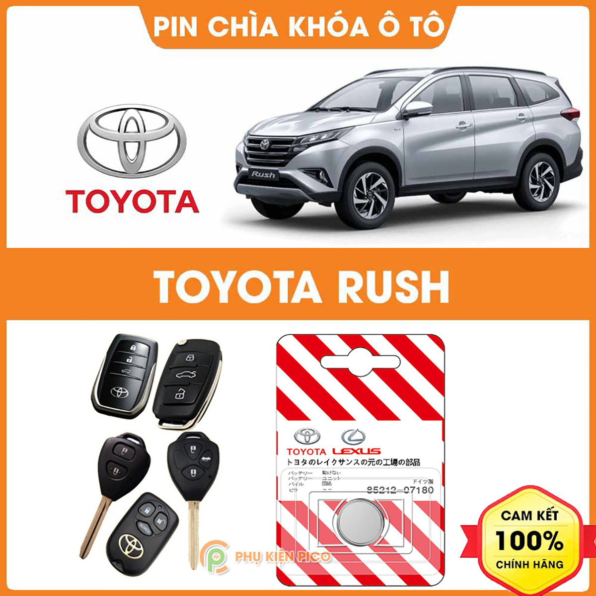 Pin chìa khóa ô tô Toyota Rush chính hãng sản xuất theo công nghệ Nhật Bản - Pin chìa khóa Toyota Rush