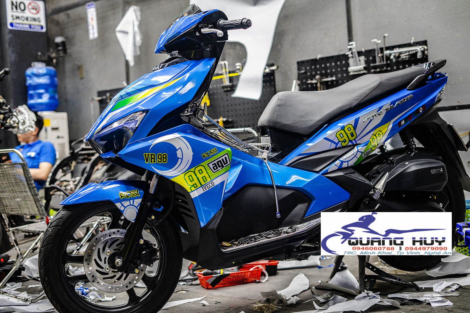 Tem trùm airblade xanh ngọc,team decal ab 2016-2019 rossi