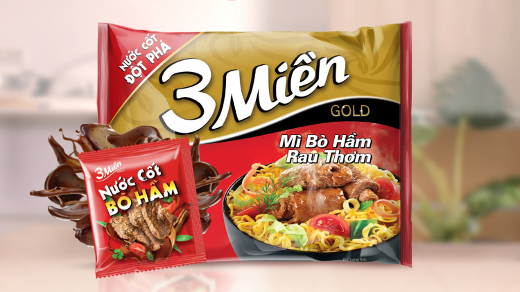 Combo 5 gói mì 3 miền vị Bò hầm hoặc Tôm chua cay (gói 75g)