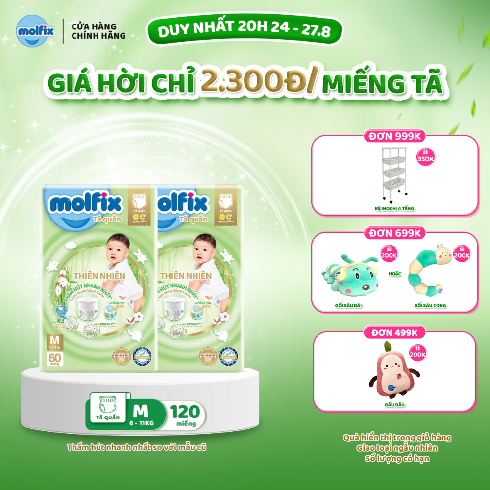 Tã/bỉm dán Molfix Thiên nhiên Super Jumbo XXL - Gói 54 miếng