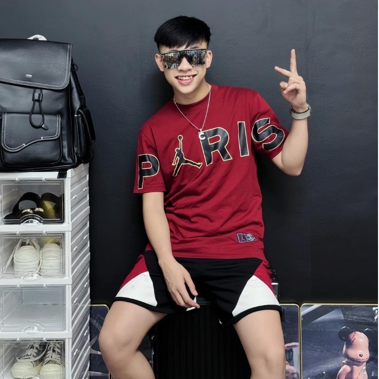 Bộ paris nam , bộ quần áo paris jor đan in chữ siêu đẹp- bộ quần áo cộc jor đan chất liệu poly cá sấu thoáng mát