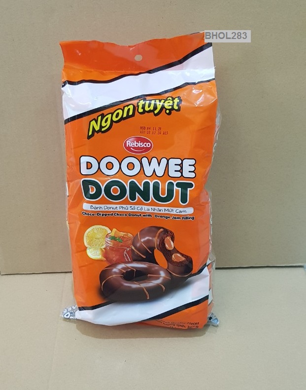 BÁNH DOOWEE DONUT SOCOLA NHÂN MỨT CAM l 12 Cái/Bịch