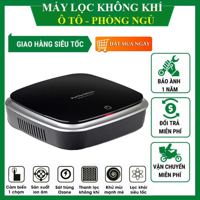 Máy lọc không khí ô tô, máy khử mùi ô tô - màng lọc than hoạt tính khử mùi diệt khuẩn, 2 hộp tinh dầu sáp thơm, chân cắm usb kèm tẩu 12v – mua ngay!