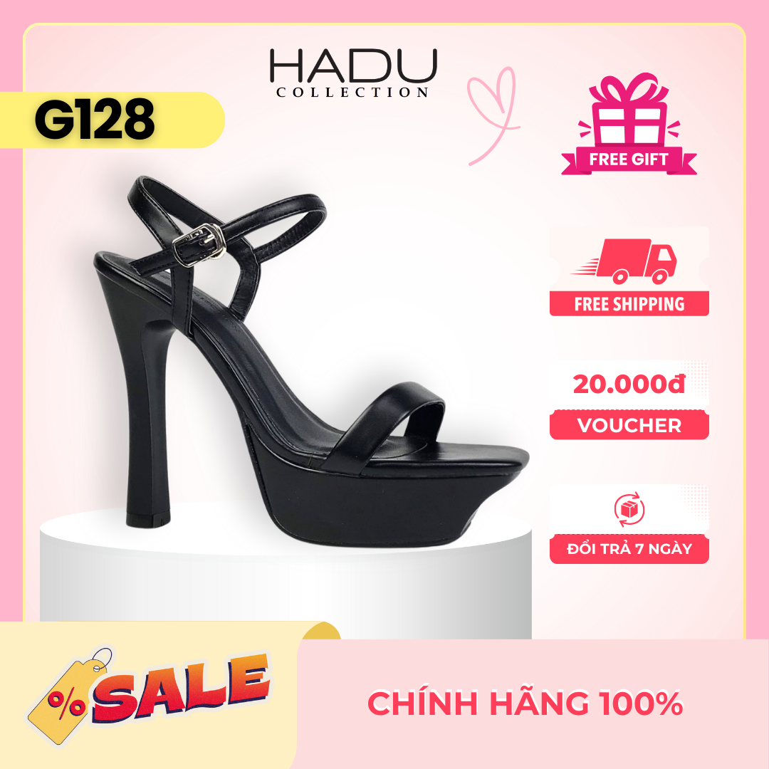 Giày cao gót nữ 12cm hadu g128 đế đúp, gót trụ, quai ngang