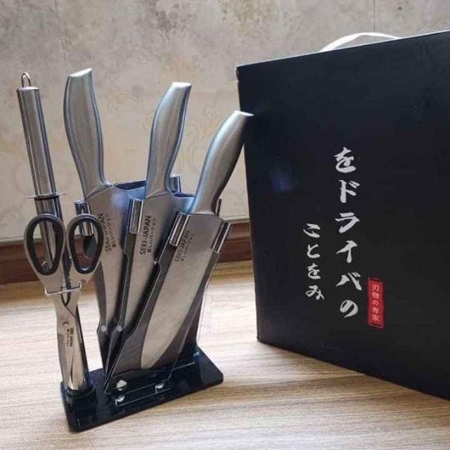 Hàng nhật bản xịn dao nhật 5 món bộ có đế cao cấp nhật bản - japan bộ dao làm bếp nhật bản seki 5 món làm từ thép không gỉ - hàng cao cấp, bộ dao nhật, bộ dao nhà bếp