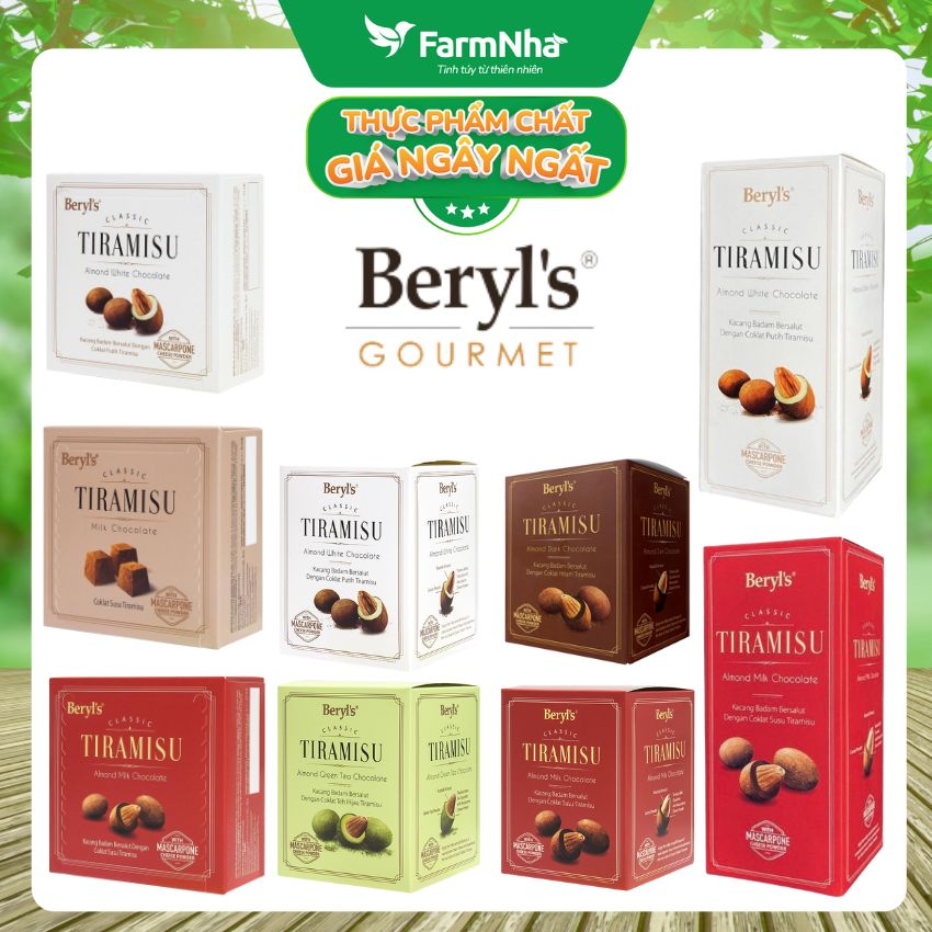 (Combo 3 Hộp) Socola Tiramisu Almond Chocolate Beryls Nhiều hương vị - Thơm ngon với bột phô mai kem Mascarpone Ý