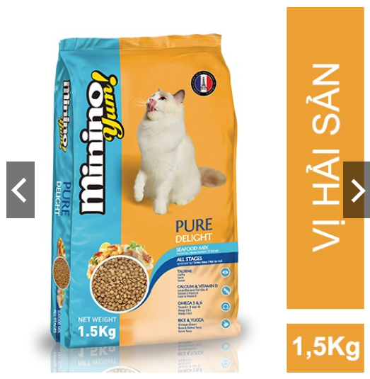 Thức Ăn Hạt Khô Cho Mèo Mọi Lứa Tuổi Vị Hải Sản Seafood Mix Minino yum 1.5kg