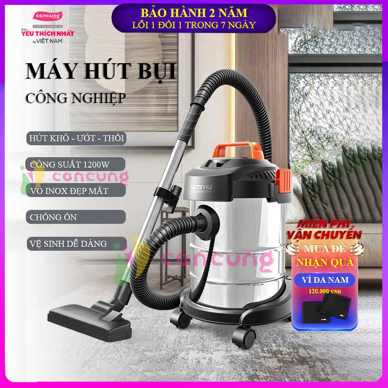 Máy hút bụi công nghiệp hút khô-ướt-thổi bụi công suất lớn, phục vụ cho nhà hàng, khách sạn gia đình Bảo hành 2 năm