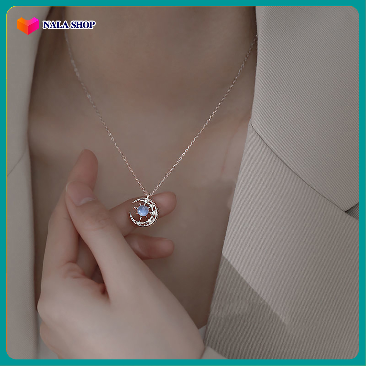Dây chuyền mặt trăng đính đá YU699 đi đám cưới - dây chuyền đá lấp lánh, dây chuyền 2 tầng nữ, trang sức nữ dây chuyển đi tiệc, dây đen đeo cổ nữ, stones beads, dây chuyền kiểu hàn quốc, dây chuyền phong cách hàn quốc, BSTDC -