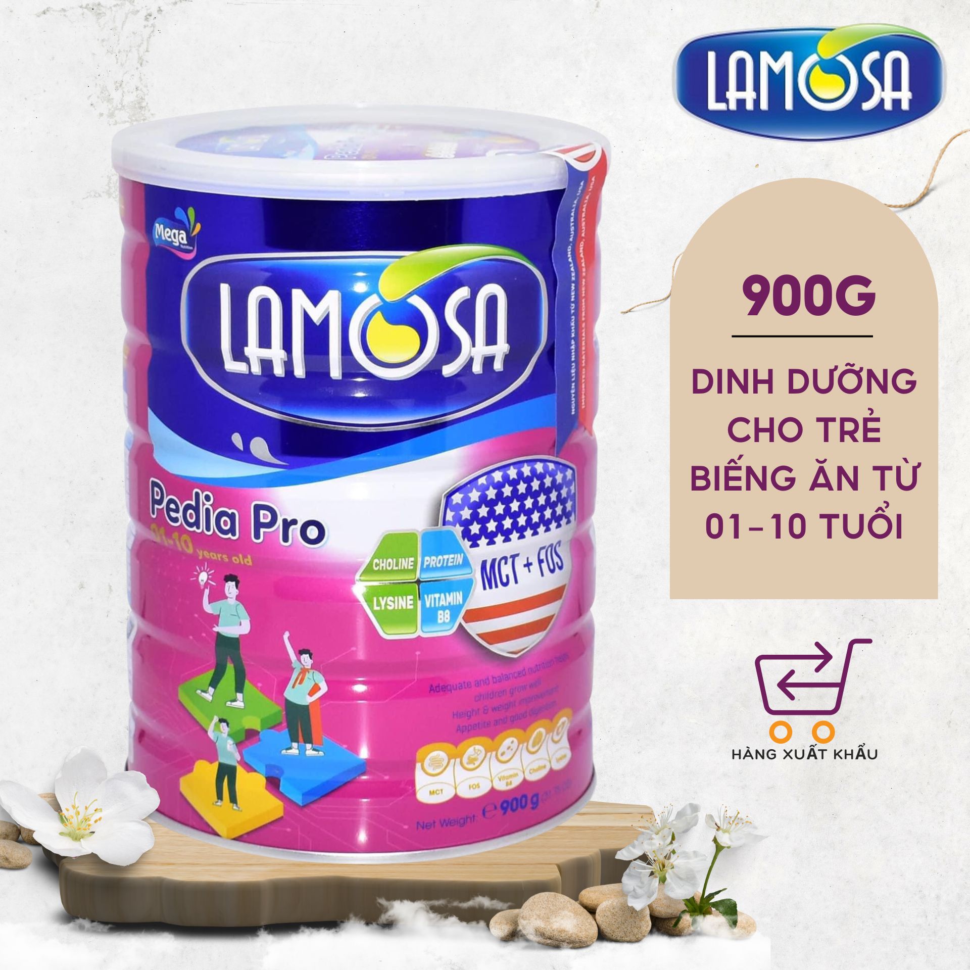 Sữa bột dành cho trẻ chậm tăng cân từ 1 đến 10 tuổi lamosa pedia pro 900g
