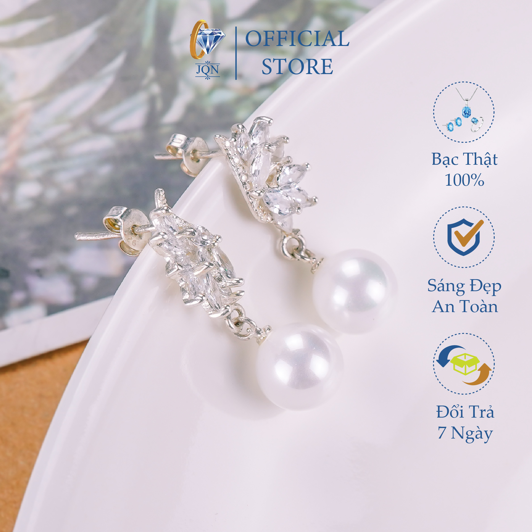 Bông Tai Nữ JQN Khuyên Nụ Bạc Ta Hình Cánh Bướm Cực Đẹp