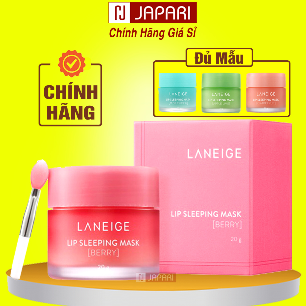 Dưỡng Môi Laneige CHÍNH HÃNG 20g 8g 3g - Mặt Nạ Ngủ Môi Laneige Hàn Quốc Full Size/ Mini - Ủ Môi Laneige Tẩy Da Chết Môi - Tẩy Tế Bào Chết Môi, Dưỡng Hồng Môi Laneige Lip Sleeping Mask Japari