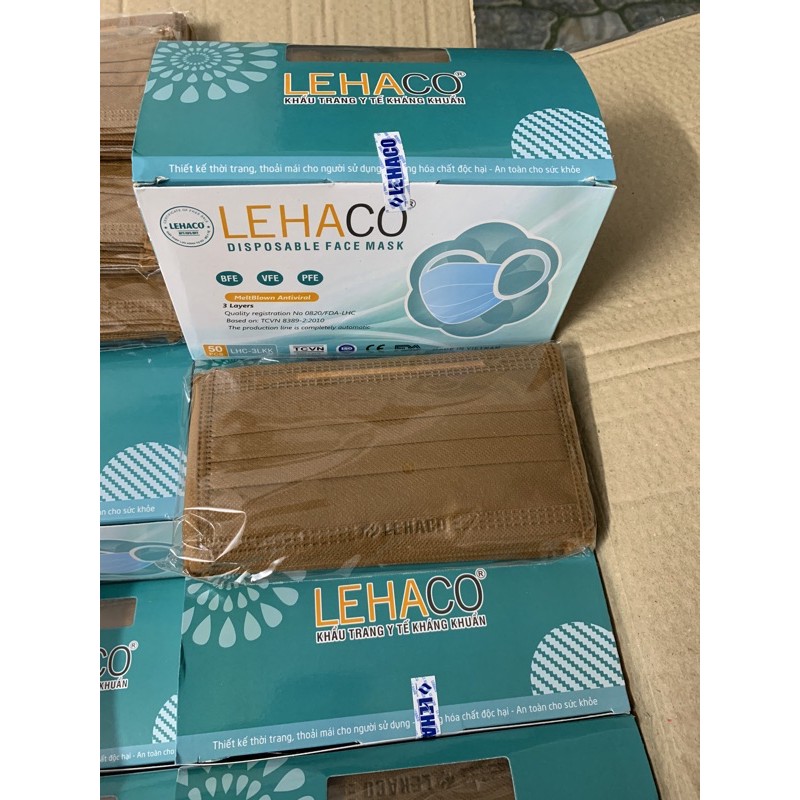 Khẩu trang y tế lehaco màu nâu full kháng khuẩn