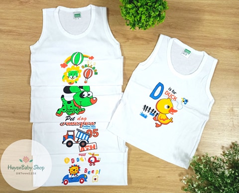 Áo ba lỗ Màu Trắng Bosini Cho Bé trai bé gái  Từ sơ sinh đến 11kg