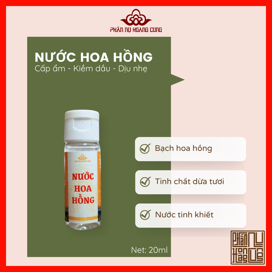 Nước hoa hồng Mini, dưỡng ẩm, mềm da, Phấn Nụ Hoàng Cung, Cân bằng ẩm cho da se khít lỗ chân lông, Dung Tích 20ml