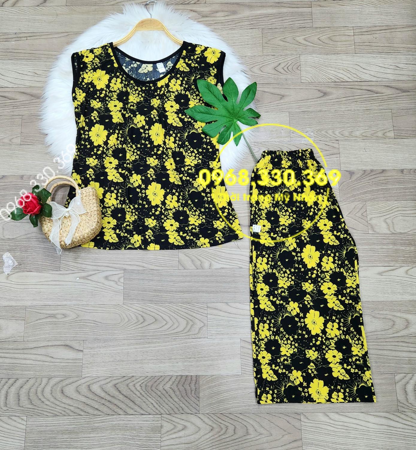 Đồ bộ trung niên thun gân tằm loại 1 lửng rộng nhiều họa tiết