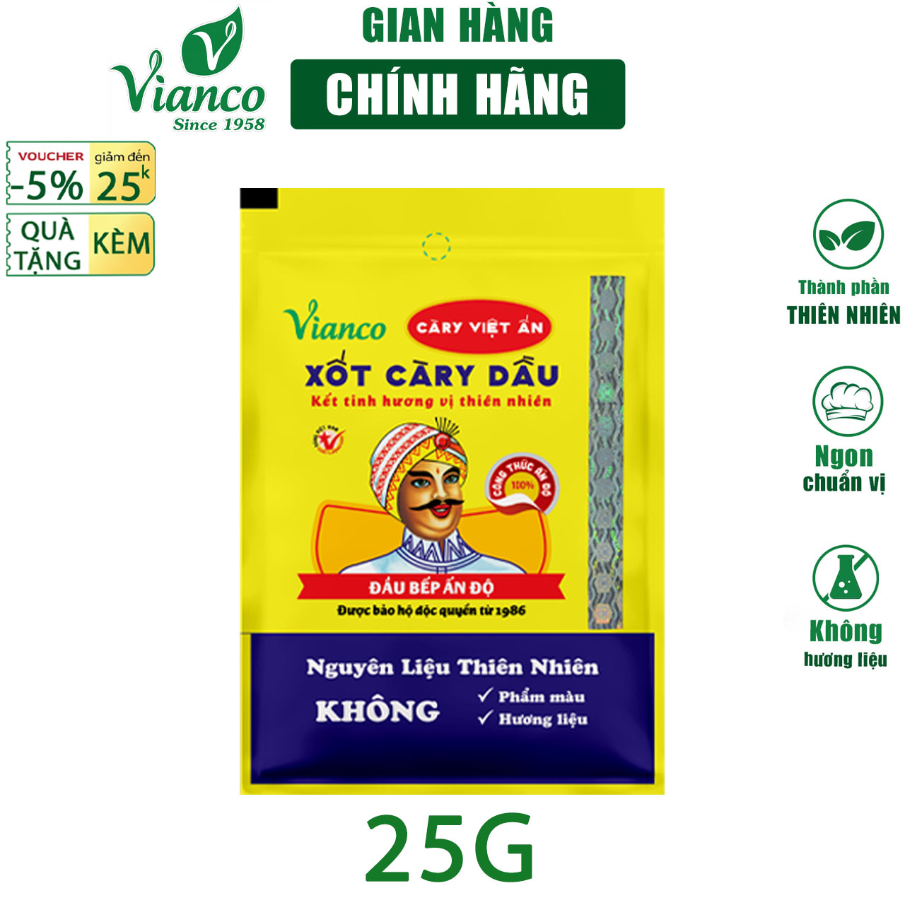 Sốt nấu Cà Ri Vianco gói 25g hiệu Ông Già Ấn Độ gia vị nêm sẵn chuẩn vị không cần nêm nếm - Gia vị  Việt Ấn