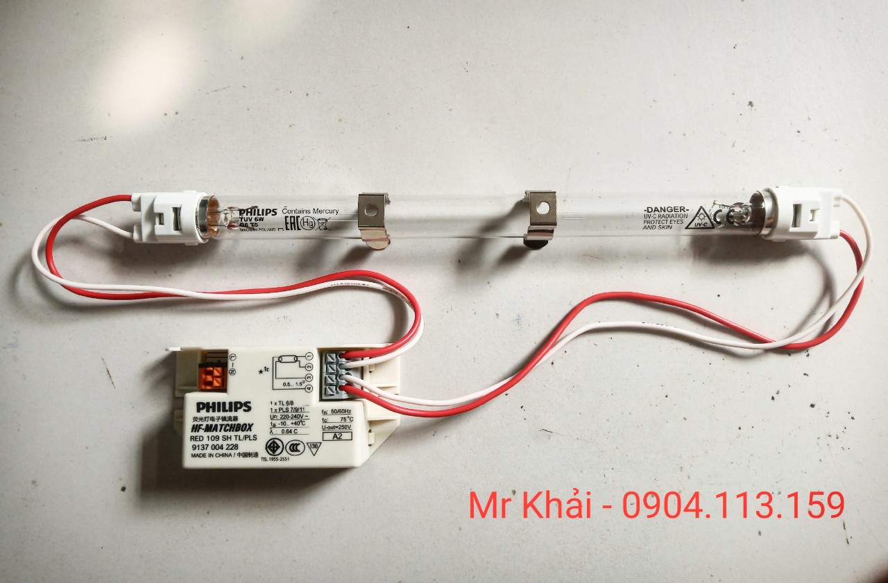 (SALE) Bộ đèn UV 6W G6T5 Philips dạng rời