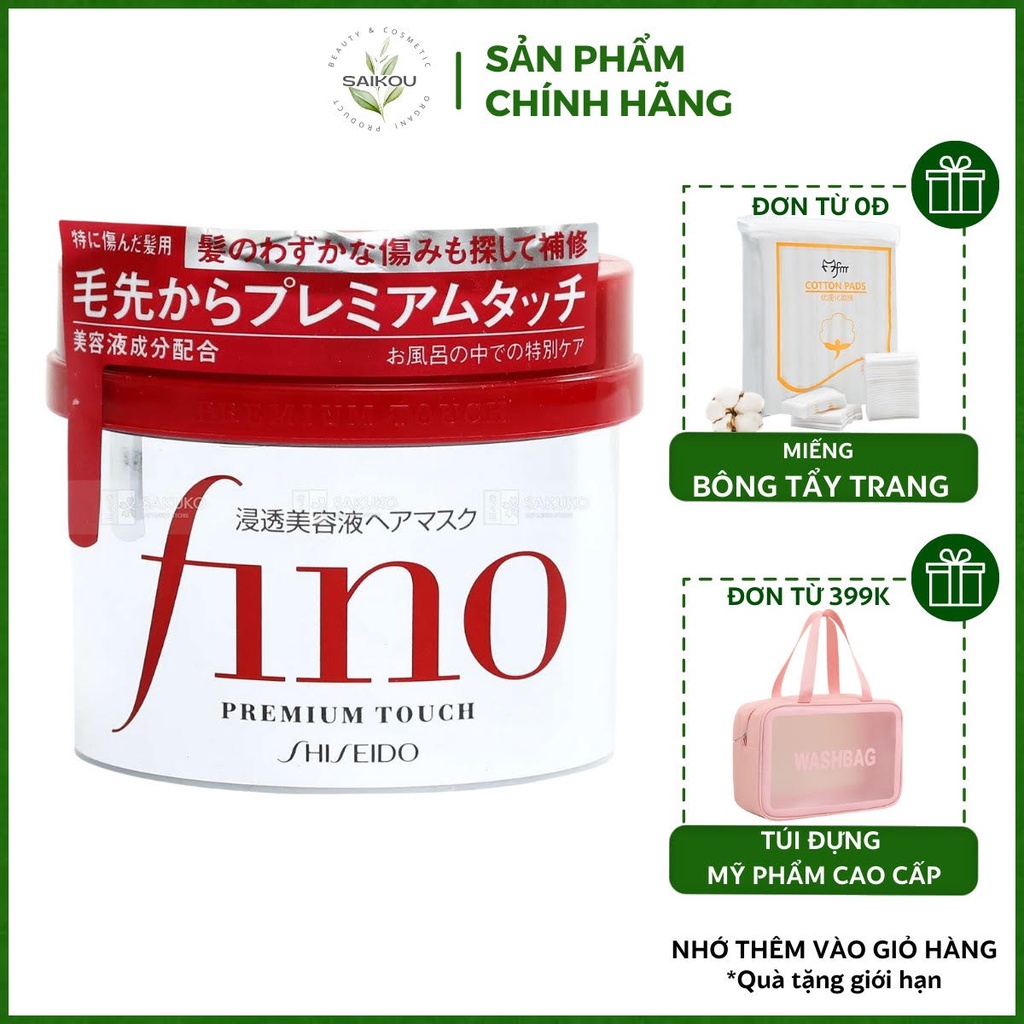 Kem ủ tóc fino premium touch 230 g nhật bản, kem ủ tóc fino shiseido phục hồi hư tổn khô xơ dưỡng tóc mềm mượt saikou