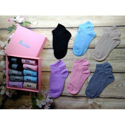 Hộp 10 đôi tất vớ nữ sợi tre nano chống hôi chân kaffdare cổ thấp. -69a79