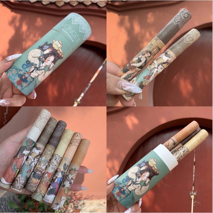 Set son vongee 6 cây hàng nội địa trung, son cổ trang chất son kem lì lâu trôi