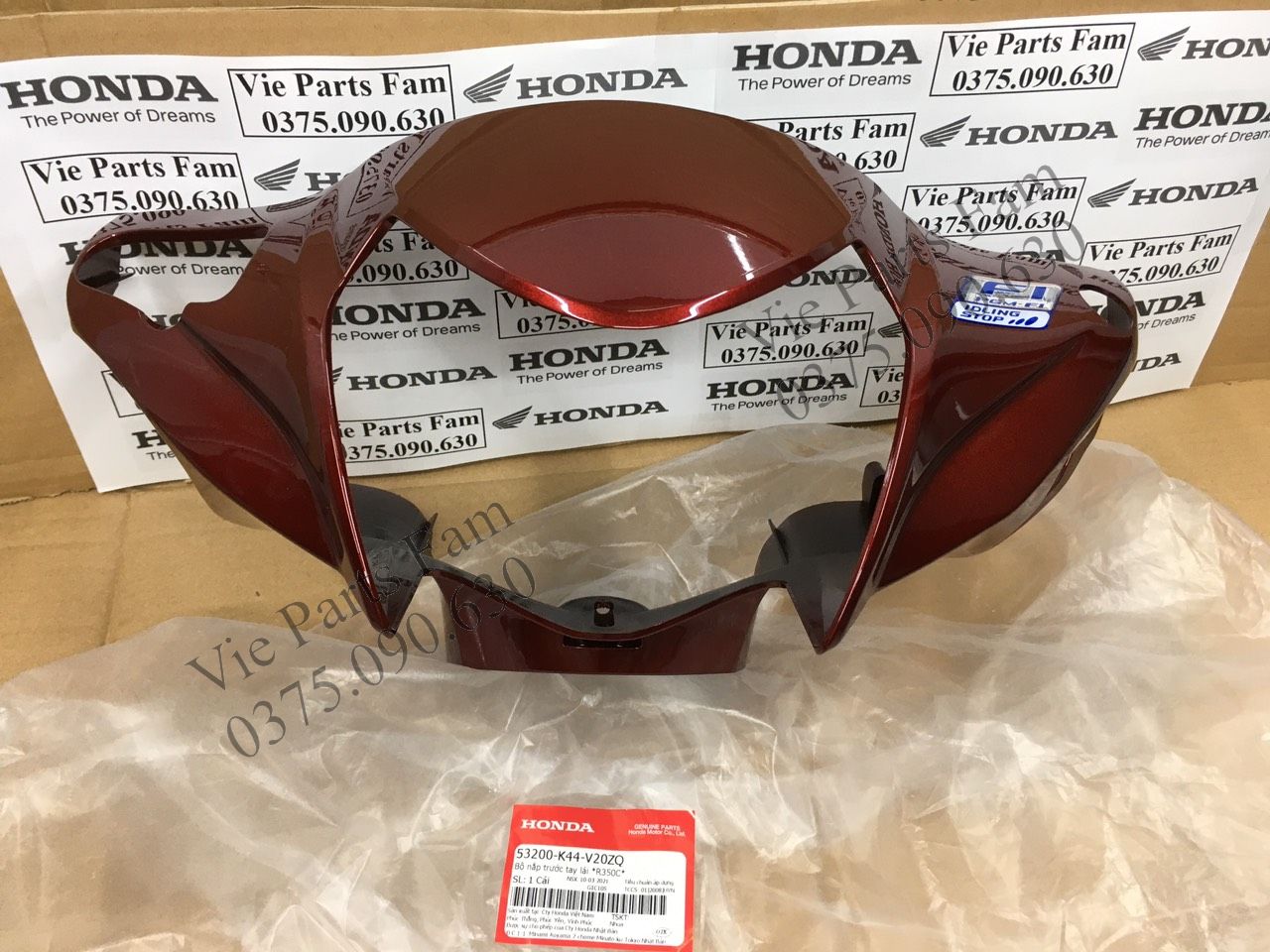 Bộ nắp trước tay lái hoặc Bộ nắp sau tay lái Vision 2015-2020 nhiều màu, Chính hiệu Honda Motor VN