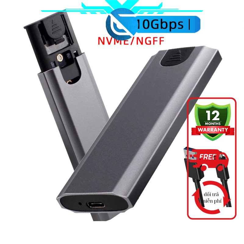 Hộp box ổ cứng đa năng hỗ trợ cả 2 chuẩn M2 NVME và M2 SATA - vỏ nhôm, tháo lắp dễ dàng