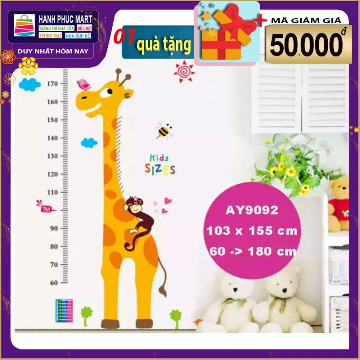 Decal dán tường đo chiều cao- AY9092