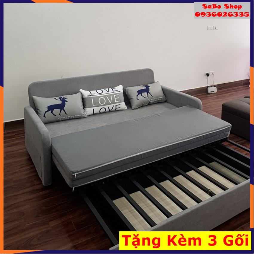 Giường sofa gấp gọn, ghế kiêm giường, giường ngủ thông minh có ngăn chứa đồ, khung thép, KT 1m6x1m9