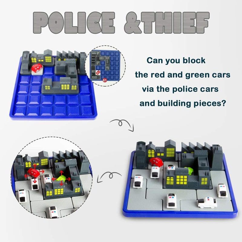 Đồ chơi tư duy mê cung trí tuệ cảnh sát bắt cướp iq logic game rush hour police & thief car