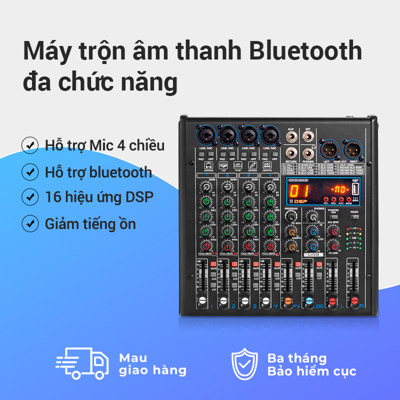 Mixer ES400 Âm thanh Bluetooth với giao diện USB Bộ trộn âm thanh chuyên nghiệp 4 chiều tương thích với nhiều thiết bị âm thanh giao hàng tận nơi nhanh chóng