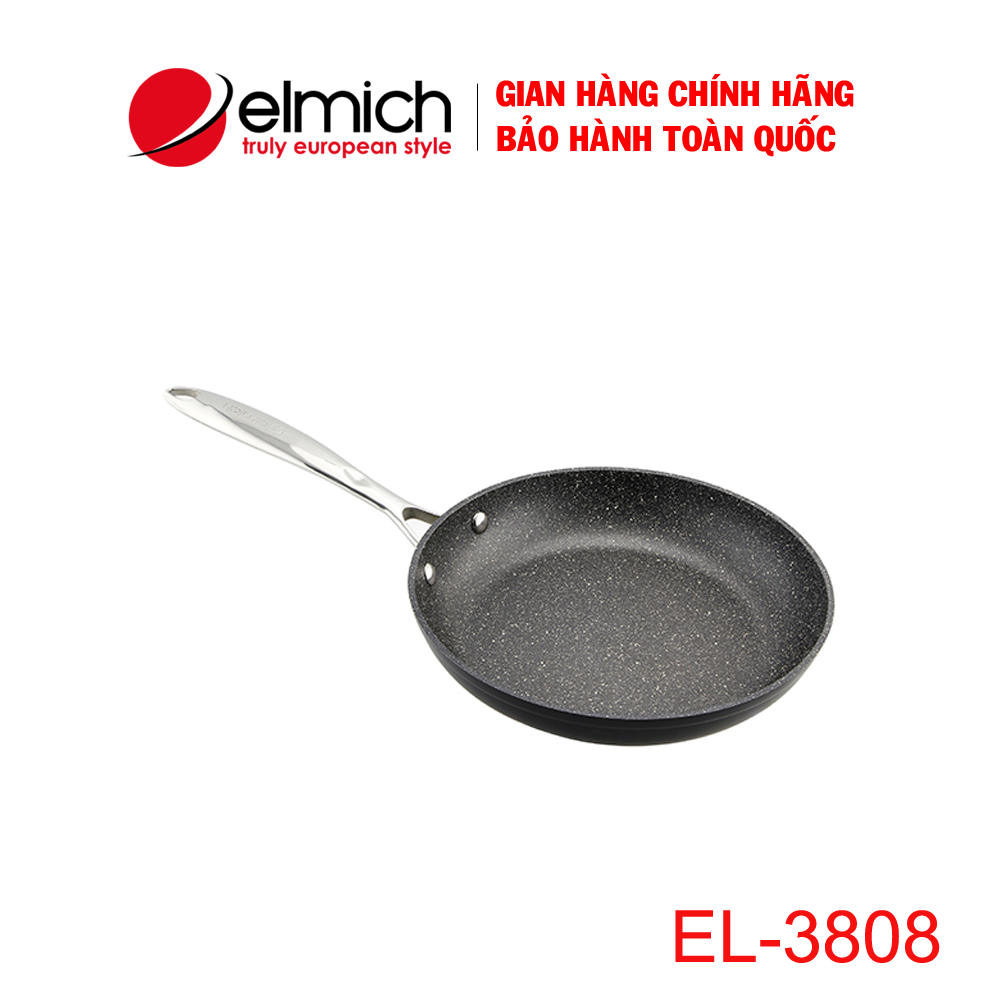 CHẢO VÂN ĐÁ TỰ NHIÊN CHỐNG DÍNH ELMICH OPAL EL-3808, Chảo chống dính bếp từ 2353808, Chảo từ Elmich Size 28cm