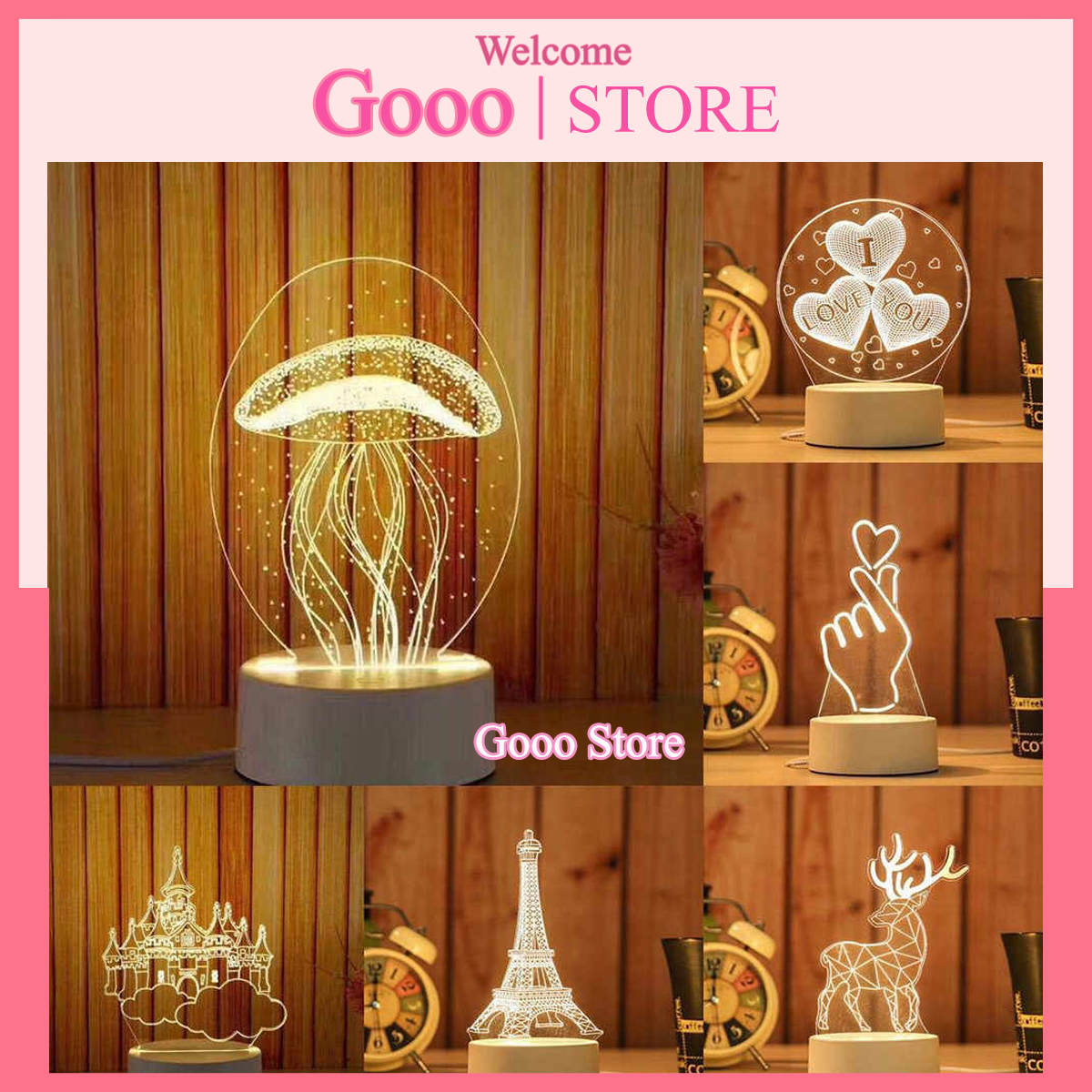 Đèn ngủ led 3D nhiều mẫu Gooo Store hình con vật đẹp đèn ngủ trang trí 3D thông minh